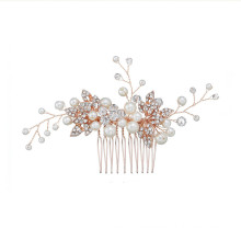 Pearl Crystal Hair Comb Wedding Bride Baroque Luxury Hair Accessories Handmade for Women Girl Hair Bun Feast Party Photo Studio